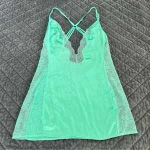 VS Elegant Lace Trim Chemise - Mint Green